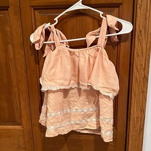 Peach tie strap tank top